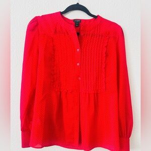 J. Crew Vibrant Red Button-Up Blouse